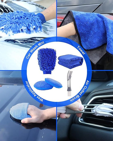 20Pcs Car Wheel Tire Detailing Brush Set,Car Detailing kit,Car Detailing Brushes,Auto Detailing Drill Brush Set,17" Long Handle Rim Wheel Brush,Tire Brush,Car Cleaning Kit for Wheels,Interior,Exterior