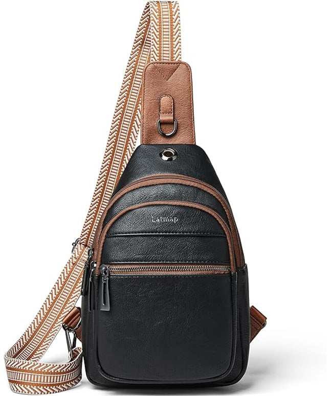 Sling Bag For Women Faux Leather Small Casual Daypack Backpack Fanny Pack Crossbody Chest Bags Purse
