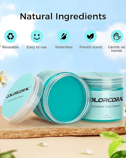 ColorCoral Car Cleaning Gel Universal Gel for Car Vent Cleaner Cleaning Putty Auto Detailing Car Interior Dust Cleaning Kit for Auto Seat, Christmas Stocking Stuffers for Adults Men Women Kid 160g