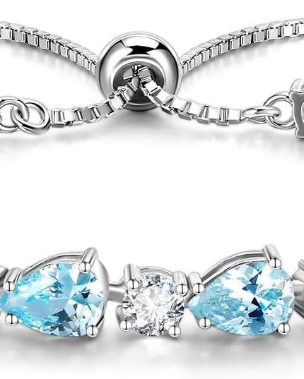 FANCIME Shine of Tears Birthstone Tennis bolo Bracelets Sterling Silver Tennis Bracelets Charm Fine Jewelry Birthday Gifts for Women Mom