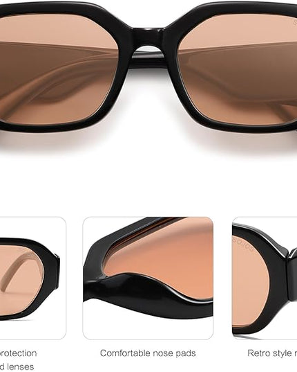 SOJOS Polarized Sunglasses For Women Retro Rectangle Womens Sun Glasses Trendy Narrow Square 90s Shades SJ2232