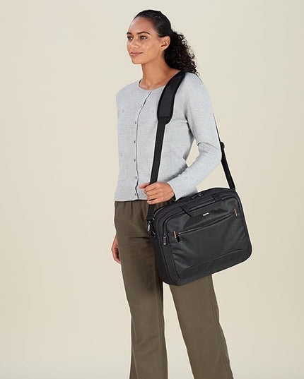 Amazon Basics Laptop Carrying Case with Shoulder Strap and Handle, Large Capacity, 15.6 in, Black