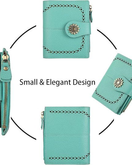 Lavemi Womens Leather Wallet Small Compact RFID Blocking Credit Card Case Purse with Zipper Pocket | Small, Compact, RFID Blocking, Zipper Pocket, Small, Compact