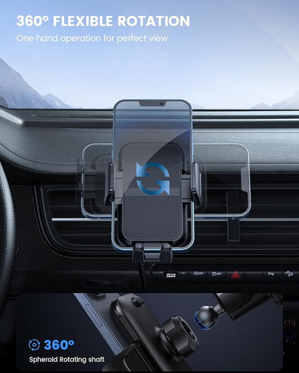 Lamicall 2026 Wider Clamp & Metal Hook Car Phone Holder Vent [Thick Cases Friendly] Phone Holders for Your Car Mount Automobile Hands Free Cradle Air Vent for iPhone 16 15 14 13 Pro Max Smartphone