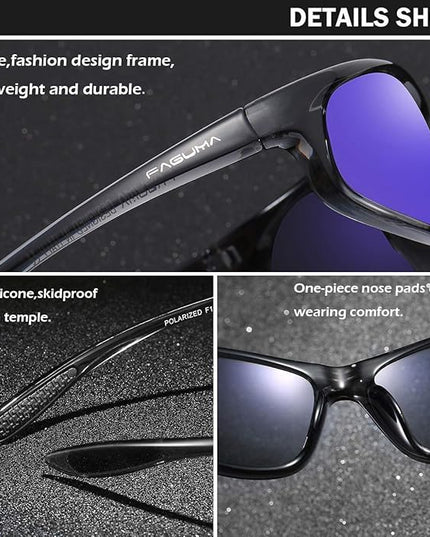 FAGUMA Polarized Sports Sunglasses For Men Cycling Driving Fishing UV400 Protection