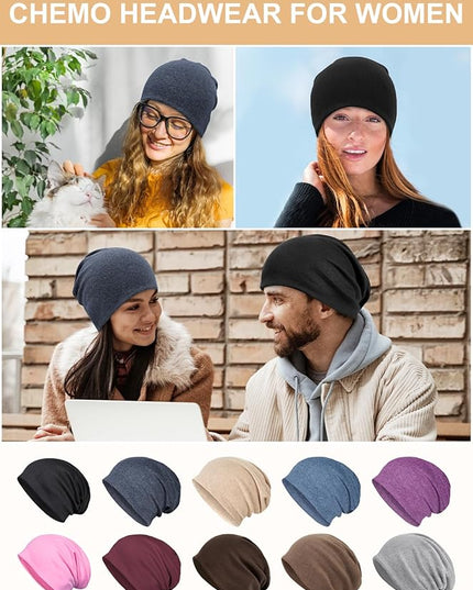 Senker Fashion Slouchy Beanie Hats for Women Men, Chemo Headwear Cotton Beanies Soft Lightweight Chemo Skull Cap Elastic