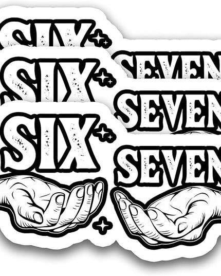 (3Pcs) Six Seven 67 Stickers Funny Gen Alpha Slang 6 7 Hands Vinyl Decals Waterproof for Laptop, Water Bottle, Tumbler, Phone Case, Scrapbook, 3" x 1.8"