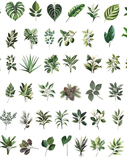 100PCS Green Plant Transparent Stickers,Potted Plant Floral Decals Stickers for Scrapbook Laptop Water Bottles Phone Guitar Decals for Adults (Green Plants)