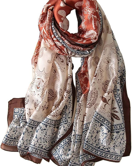 Fashion Scarves Scarf 100% Silk Feeling Scarf Silk Like Scarves Long Lightweight Sunscreen Shawls for Women