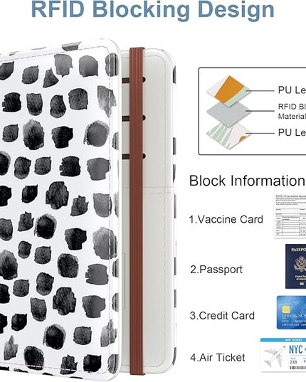 Passport Holder for Travel Essentials, Passport Wallet Cover Case for Travel Must Haves Accessories, Passport Book Holders for Women and Men, White Leopard