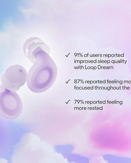Loop Dream – Silicone/Memory Foam Earplugs for Sleep Comfort | Comfortable Ear Plugs for Muffling Snoring & Sleeping | Customized Fit | 27dB (SNR) Noise Reduction