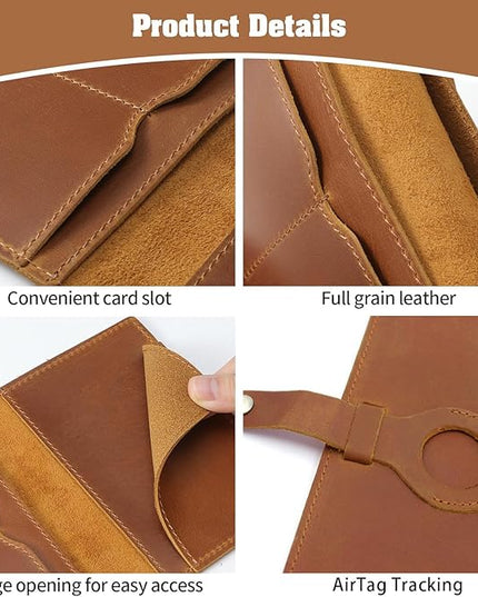 Jack&Chris Genuine Leather Passport Holder For Travel, RFID Blocking Handmade Passport Holder with Card Case Organized & Safe, Quality Travel Essentials for Women and Men for Gifting, Light Brown