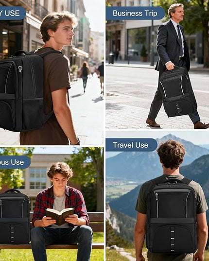 FAIRYLAND Travel Backpack,30L Carry On Laptop Backpack with Reflective,Water Resistant Anti-Theft Work Backpack for Men Women,Business Travel,Daily Commuting,Fits to 17.3Inch Slim Laptop,Black