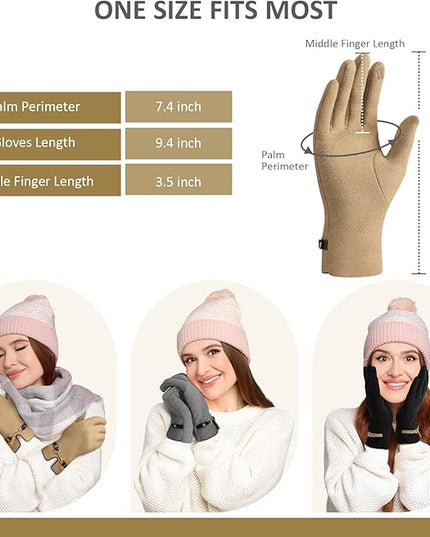 Clothirily Winter Gloves for Women, Touchscreen Texting Winter Gloves Women, Fleece Lined Warm Winter Glove for Cold Weather