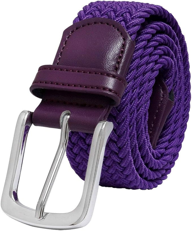 Falari Men Women Multicolored Elastic Stretch Braided Belt Canvas Fabric Woven No Holes Belt