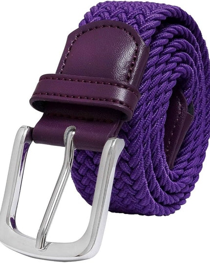 Falari Men Women Multicolored Elastic Stretch Braided Belt Canvas Fabric Woven No Holes Belt