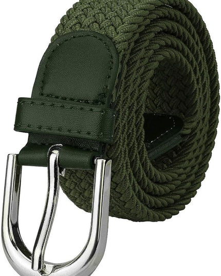 Falari Men Women Multicolored Elastic Stretch Braided Belt Canvas Fabric Woven No Holes Belt