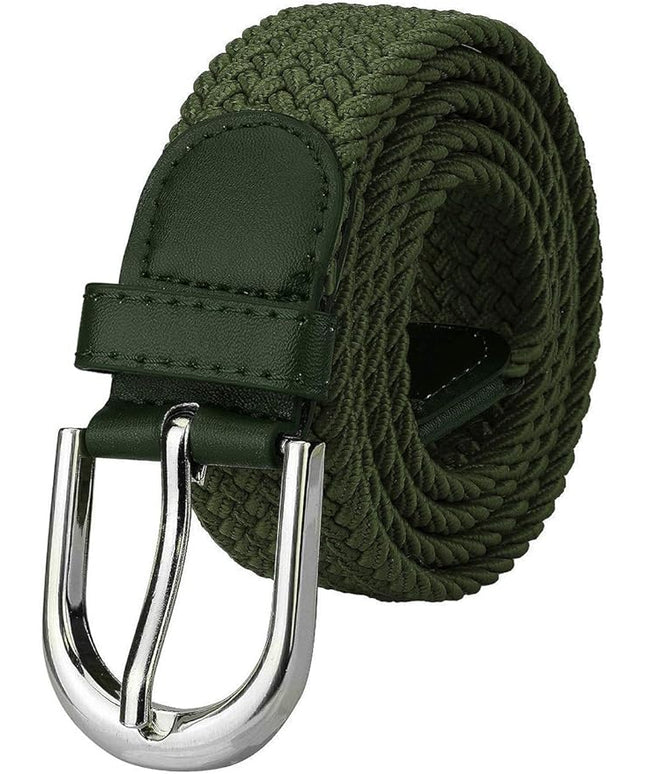 Falari Men Women Multicolored Elastic Stretch Braided Belt Canvas Fabric Woven No Holes Belt