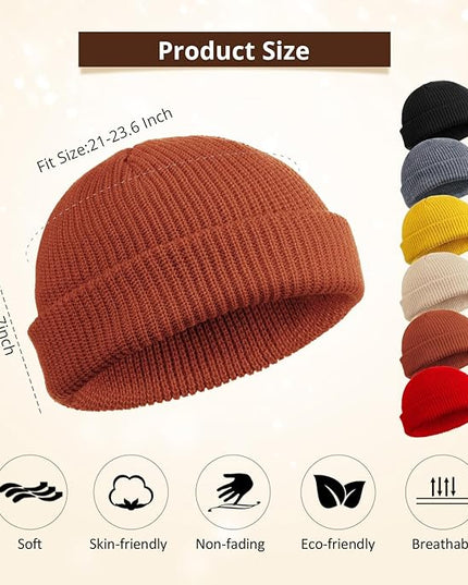 SATINIOR 6 Pieces Trawler Beanie Watch Hat Roll up Edge Skullcap Fisherman Beanie Unisex