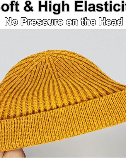 vidsel Thin Wool Fisherman Beanie for Men Women, Short Knit Cuff Trawler Watch Hats