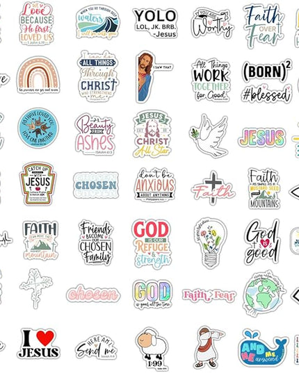 100 Pack Inspiring Christian Stickers for Water Bottles, Laptops, Phone Cases, Waterproof Vinyl, Religious Easter Gifts, Bible Verse Stickers, Christian Gifts for Kids, Teens, Girls and Boys (Faith)