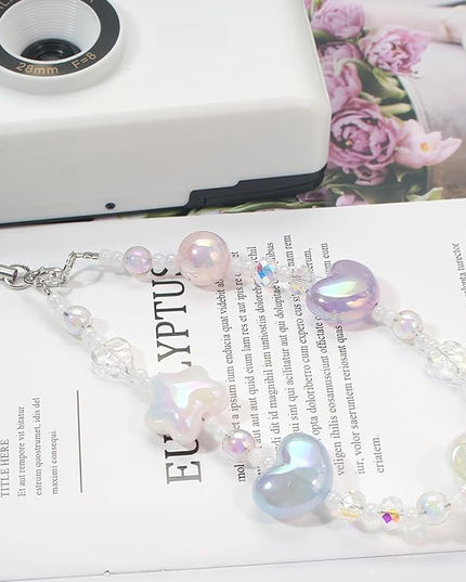 Beaded Camera Wrist Strap, Cute Phone Charms Strap, Pearl Bracelet Wrist Strap, Phone Keychain Decoration for Wallet