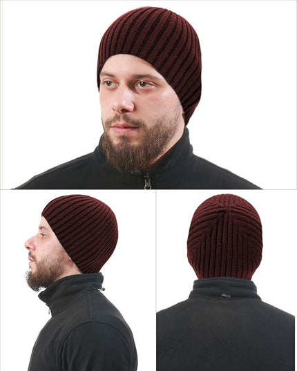 choshion Wool Knit Fisherman Beanie Hat for Men Women,Cuffless Warm Short Cuff Beanies Toboggan Ski Hats Winter Skull Cap