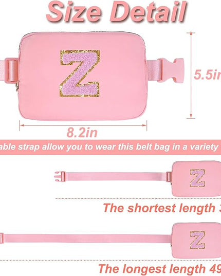 Uygafly Personalized Belt Bag for Women Girls - Fashion Mini Waist Packs with Adjustable Strap - Trendy Travel Fanny Pack Crossbody Bags with Initial Letter - Teen Gifts | Peach,Z