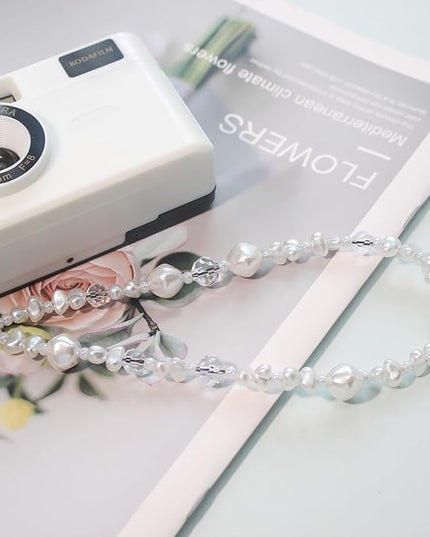 Beaded Camera Wrist Strap, Cute Phone Charms Strap, Pearl Bracelet Wrist Strap, Phone Keychain Decoration for Wallet