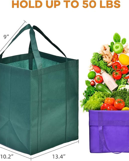 JERIA 24-Pack Reusable Grocery Bags，Large Washable Foldable Shopping Bags，Heavy Duty Tote Bags with Reinforced Handles