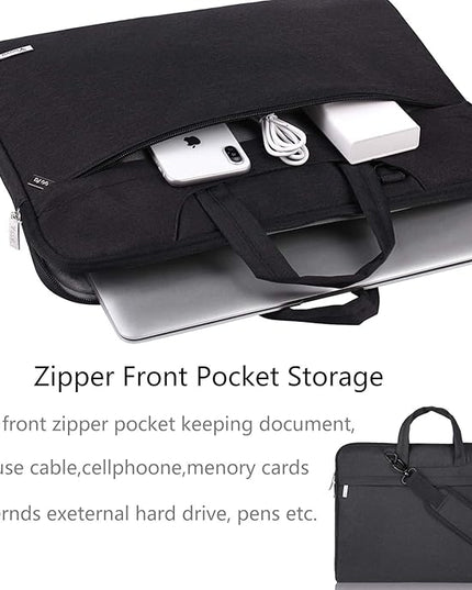 Voova Laptop Bag 17 17.3 Inch Waterproof Laptop Sleeve Case with Shoulder Straps & Handle, Computer Case Cover Slim Briefcase Compatible with 17-18” Hp Dell Asus Acer, Black