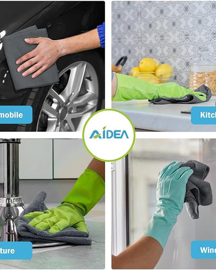 AIDEA Microfiber Cleaning Cloth Grey 50PK, Microfiber Towels for Cars, Premium Car Cloths, Dusting Cloth Lint Free Cleaning Rags for SUVs, House, Kitchen, Window, Workshops,11.5×11.5"