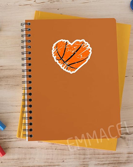 (3PCS) Basketball Stickers Basketball Heart Decals, Waterproof Vinyl Sticker for Laptop Water Bottle Tumbler, Scrapbook Helmet, Gifts for Girls Fans Players Basketball Lovers, Size 3" x 2.5 "