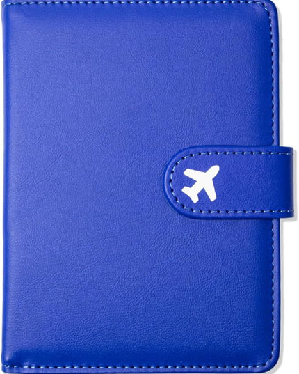 Passport Holder, Travel Wallet Cover with Pen Loop | Cute RFID Blocking Leather Case with Magnetic Closure for Travel Essentials-Blue