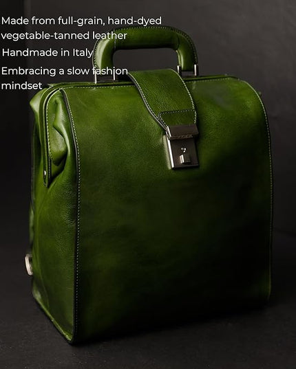 Time Resistance Leather Backpack for Men and Women - Business Rucksack Laptop Bag (Green)