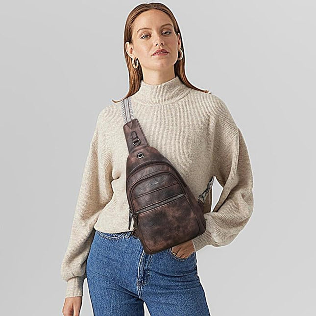 Sling Bag For Women Faux Leather Small Casual Daypack Backpack Fanny Pack Crossbody Chest Bags Purse