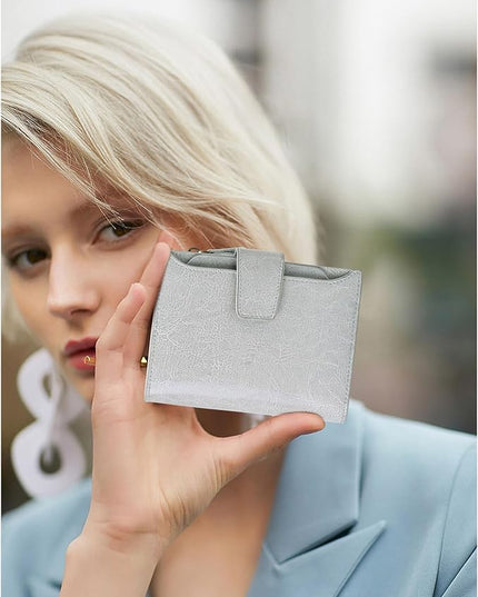 FALAN MULE Small Wallet for Women Leather Bifold Compact RFID Blocking Small Womens Wallet Purse