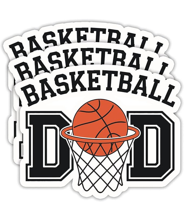 (3PCS) Basketball Dad Stickers – Waterproof Vinyl Decals for Laptops, Tumblers, Water Bottles – Sports Design for Fathers, Players, Coaches – 3 x 2.4 Inch