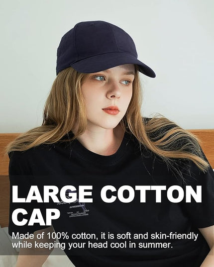 Zylioo XL XXL Oversize Baseball Cap, 100% Cotton Adjustable Dad Hat for Big Heads 23.5"-25.5", Soft Crown Large Size Cap