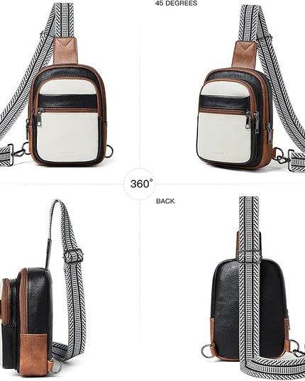 Sling Bag For Women Faux Leather Small Casual Daypack Backpack Fanny Pack Crossbody Chest Bags Purse
