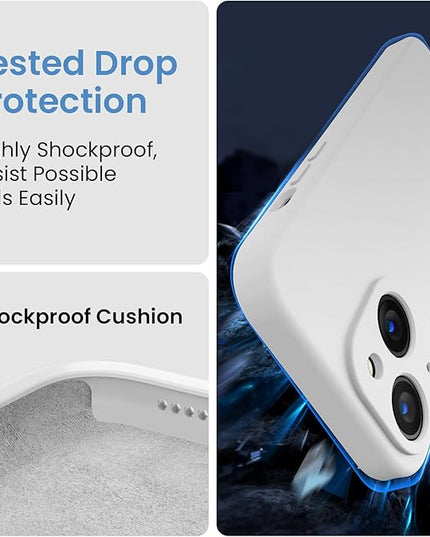 FireNova Designed for iPhone 15 Case, Silicone Upgraded [Camera Protection] Phone Case with [2 Screen Protectors], Soft Anti-Scratch Microfiber Lining Inside, 6.1 inch, White