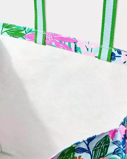 Lilly Pulitzer 18" x 17" Eco Tote, Market Shopper Bag, Oversize Reusable Grocery Tote with Comfortable Shoulder Strap