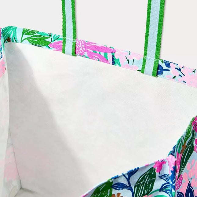 Lilly Pulitzer 18" x 17" Eco Tote, Market Shopper Bag, Oversize Reusable Grocery Tote with Comfortable Shoulder Strap