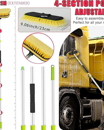 62'' Car Wash Brush with Long Handle, Car Wash Kit with Tire Brush, Tower, Window Squeegee, Chenille Microfiber,Car Detailing Brushes, Car Cleaning Brush Kit Supplies for Car, Truck, SUV, RV