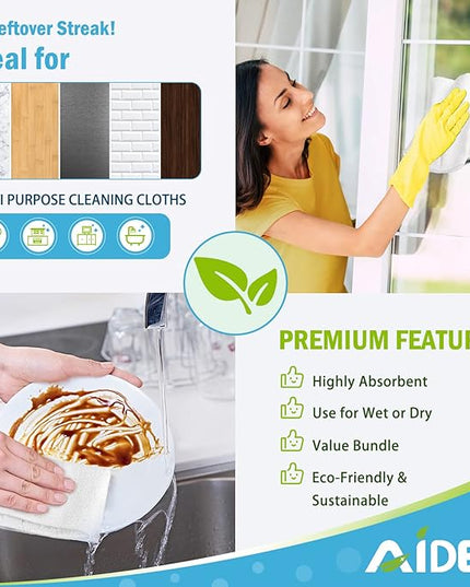 AIDEA Microfiber Cleaning Cloth White 50PK, Cleaning Rags, Lint Free Microfiber Towels, Kitchen Towels Dusting Cloth, Wash Cloths, Dish Rags White, 11.5"x 11.5"