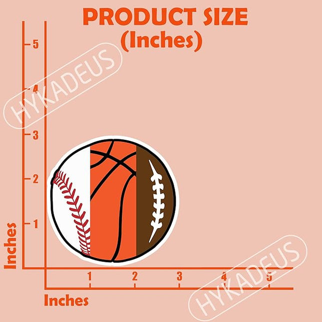 (3Pcs) Sports Ball Stickers, Baseball Basketball Football Mixed Ball Sticker, Waterproof Vinyl Decals for Water Bottle, Tumbler, Laptop, Phone Case, Scrapbooking, Sport Lovers, 3" x 3"