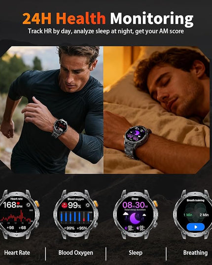 LIGE Smart Watch for Men with 1000mah,1.7" Smartwatch with Always Display,100+ Sports Modes,Flashlight,Health Tracker,IP68 Waterproof, Smart Watch for Android iOS Black