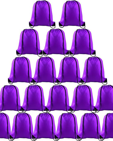 KUUQA 20Pcs Drawstring Backpack Bag Bulk Purple Drawstring Bags String Backpack Sport Gym Sack Bags Foldable Storage Bag for Women Men Shopping Gym Travel Sports