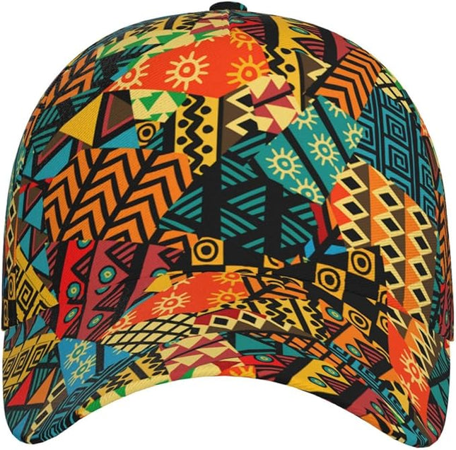 African Ethnic Tribal Style Baseball Cap for Men Women, Fashion Adjustable African Hat Casual Trucker Hats Sun Caps