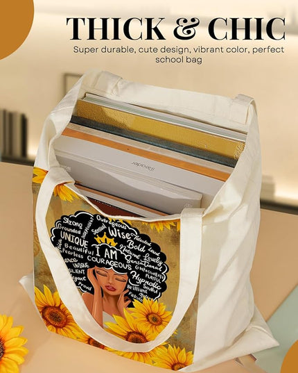 AUSVKAI Canvas Tote Bag for Women, Aesthetic Cute Grocery Grocery Reusable Cotton Gift Bag for Shooping Beach Trendy Gifts
